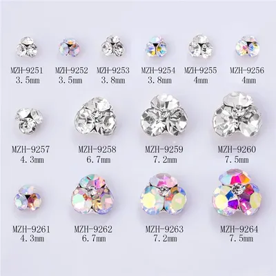 10PCS/Wrapped Silver Mini Drill 3D Alloy Nail Glitter Gemstones AB Crystal Luxury Nail Stones Gel