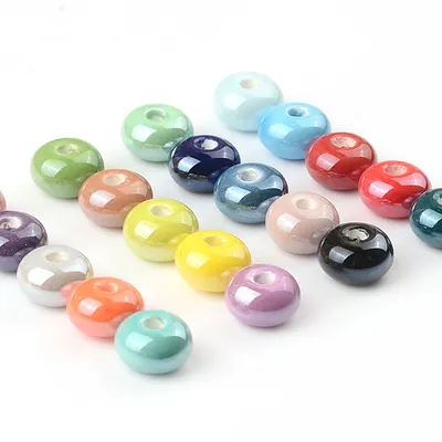 30pcs 5x8mm Abacus Shape Ceramic Beads DIY 2mm Hole Handmade Jewelry Beads Charms Loose Porcelain Beads For Jewelry Making