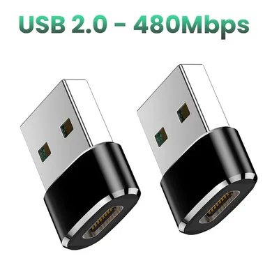 USB C Adapter Aluminum Alloy Shell USB 2.0 Male to USB 3.1 Type C Female Type-C Adapter for Laptop