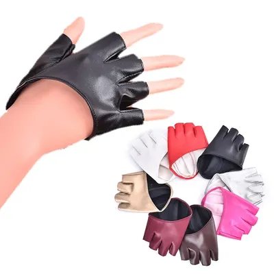 Pu Leather Fingerless Glove For Goth Punk Rock Lolita Harajuku Stage Party