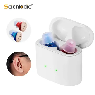 Rechargeable Hearing Aids Wireless Sound Amplifier ITE Mini Invisible Elderly Hearing Aid Headphones