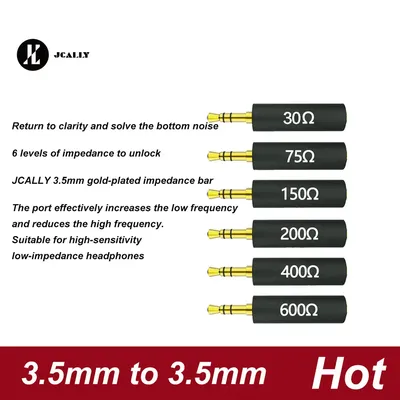 JCALLY Conductor Earphone Impedance Plug 30 75 150 200 400 600 ohm Noise Cancelling Adapter