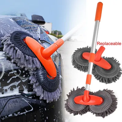 Car Washer Mop/Head Foam Wash Chenille Brush Windshield Roof Window Cleaning Maintenance Stretching