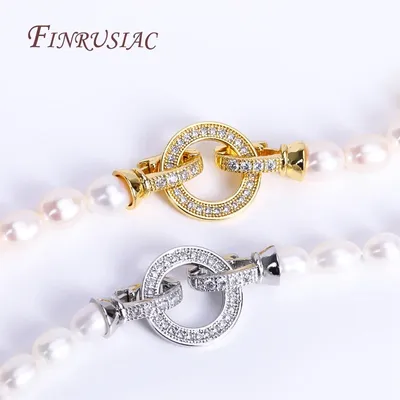 18K Gold Plated Inlaid Zircon Closure Fasteners Lock Clasps For Necklace Making,Beads Clasps Fastener DIY Pearl Jewelry Fittings