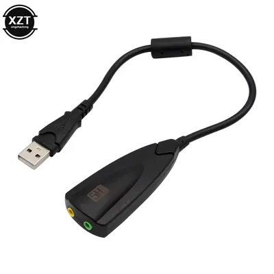 External USB Sound Card 7.1 Adapter 5HV2 USB to 3D CH Sound Antimagnetic Audio Headset Microphone