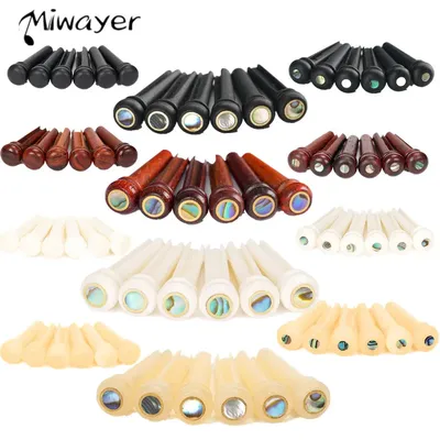 Miwayer Acoustic Guitar Bridge Pins of Various Styles 6pcs , Cow Bone/Ebony/Cocoapolo Wood Guitar