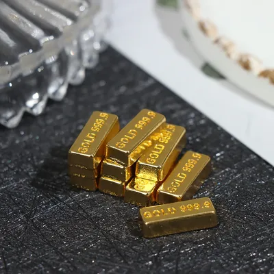 10pcs 1:12 Doll House Miniature Gold Bar Copper Coin Model Toy Simulation Decoration Accessories