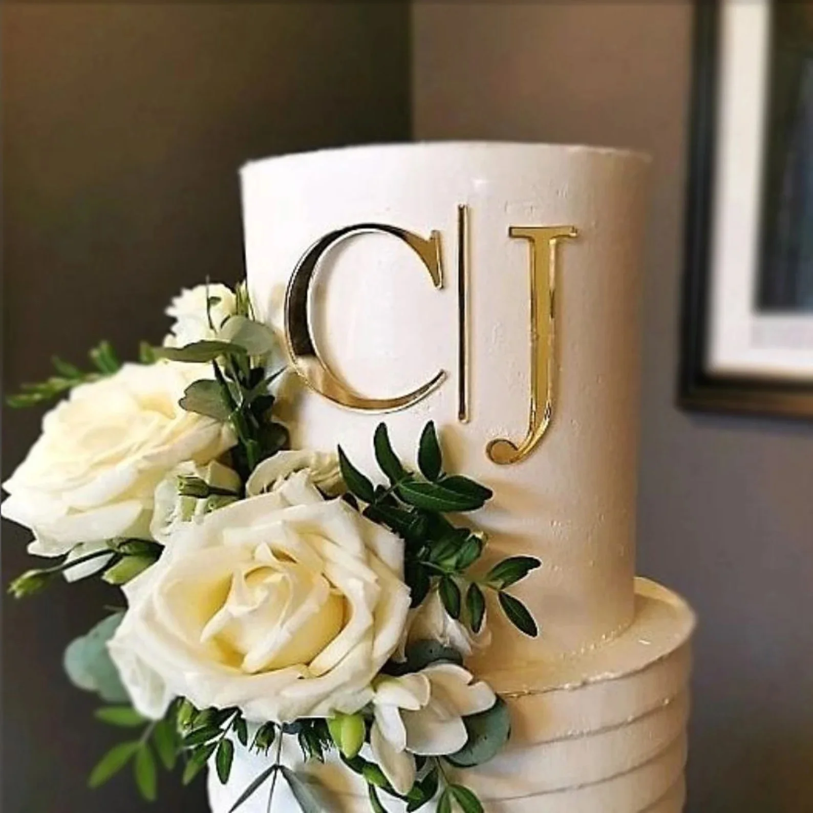 Wedding Cake Topper initials Personalised Custom Cake Topper Letter Cake Charm Initial Gold Acrylic Cake Topper
