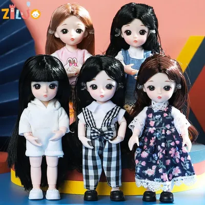 16cm Bjd Dolls for Girls 1/8 Bjd Doll DIY Toy Doll With Clothes Dress Up Fashion Dolls 13 Movable
