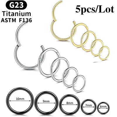 5PCS Set G23 Titanium Septum Helix Piercing Tragus Daith Cartilage Earrings Hoop 16G 18G 20G