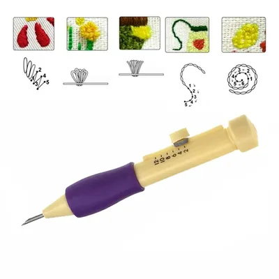 Magic Embroidery Pen Embroidery Needle Weaving Tool Fancy Silica Gel 1Embroidery Pen+4Needles For