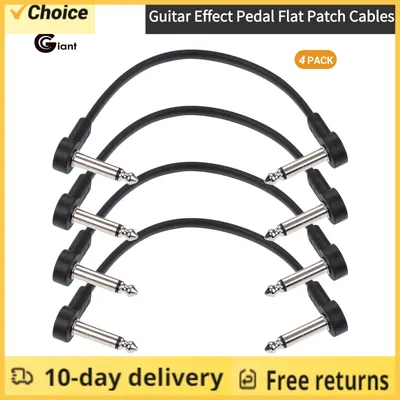 4 Packs Ggiant AC-8 Guitar Effect Pedal Flat Patch Cables 6 Inch Length with 1/4 Inch Right Angle