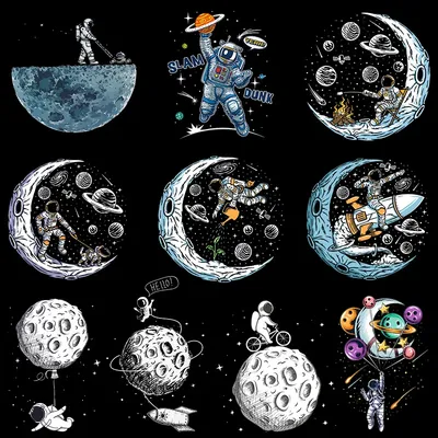 Astronaut Patch Thermo Sticker On Clothes Planet Moon Patches For T-Shirt Iron On Transfer For