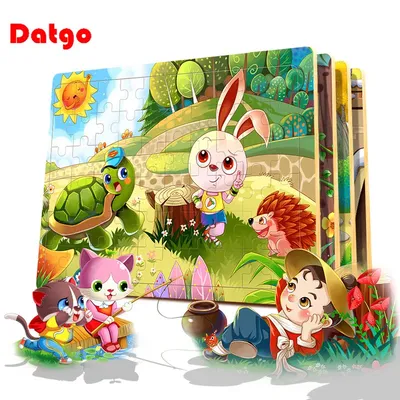 New Sale 60Pcs Cartoon Wooden Puzzle Children Animal Vehicle Jigsaw Toy 2-6 Year Baby Early