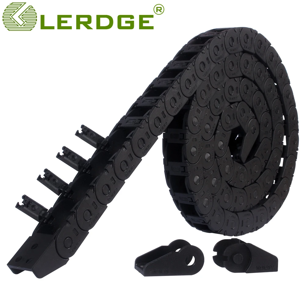 LERDGE 3D Printer Parts Cable Drag Chain Wire Carrier Tools Plastic Nylon Wire Bridge open outside With End Connectors 10×11 1M
