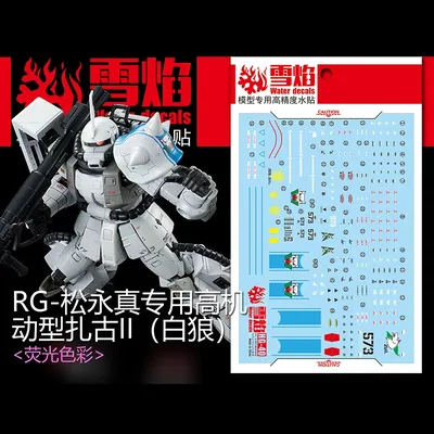 Model Decals Water Slide Decals Tool For 1/144 RG White Wold + Black Tristar ZAKU II Sticker Models Toys Accessories