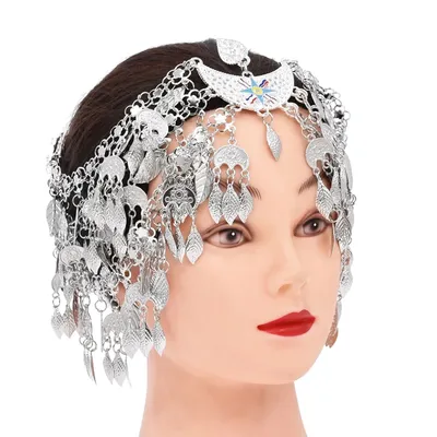 Alloy Leaves Women Hair Jewelry 3 Layers Vintage Star Statement Bohemian Ethnic Headband Charms