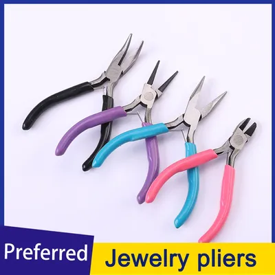 First Jewelry Jewelry Pliers Set of 4 Blue Needle-nosed Pliers Purple Round Nose Pliers Black Curved