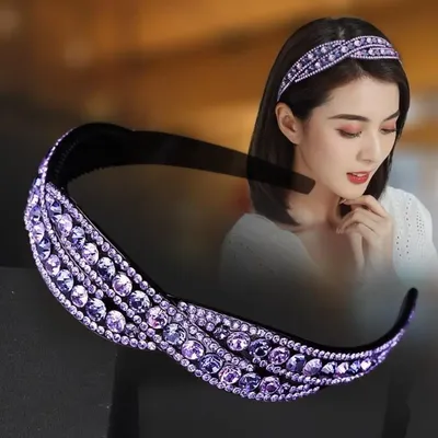 New Non-slip Luxury Rhinestone Headband Hairbands For Women Shinny Crystal Headwear Hair Hoop Ladies
