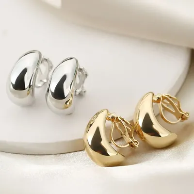 New French Light Luxury Droplet shaped Ear Clip with No Ear Holes, High Grade, Simple and Smooth