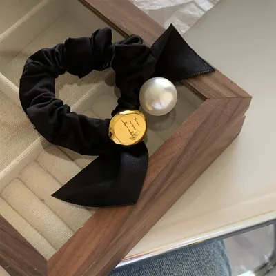 High Elasticity Classic Pearl Hair Band Rubber Band 2023 Latest Style Black Velvet Classic Seal Hair