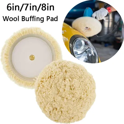 6/7/8in Wool Polishing Pads 100% Natural Wool Buffing Pad for Compound Cutting Polishing with Hook