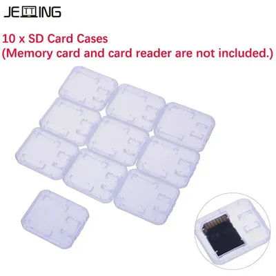 10pcs Clear Plastic Memory Card Case Stick Micro SD TF Card Storage Box Protection Holder Transparent Memory Card Storage Boxes
