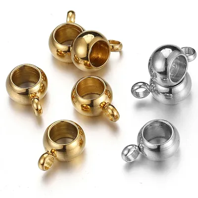 10pcs Stainless Steel Spacer Beads Pendant Charms Clasps