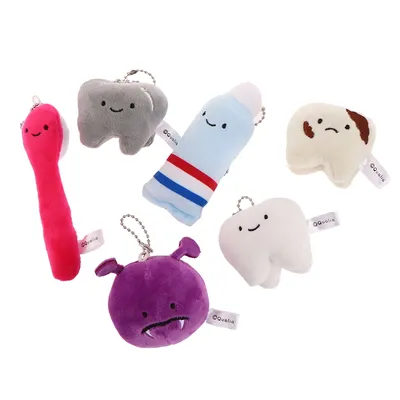 Cute Fun Plush Doll Toy Cartoon Stuffed Tooth Toothpaste Toothbrush Dolls Keychain Bag Pendant For