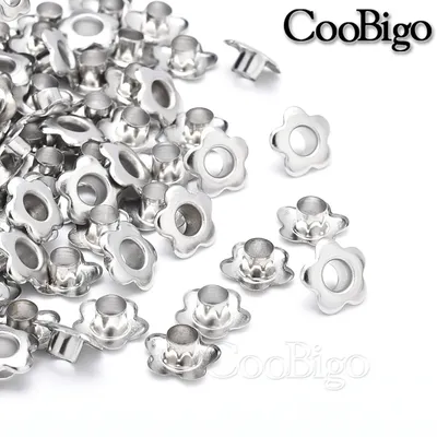 100pcs Flower Metal Eyelets Grommets for Fabric Clothing Sewing Shoes Belt Cap Bag Scrapbooking Leather DIY Accessories Hole 5mm