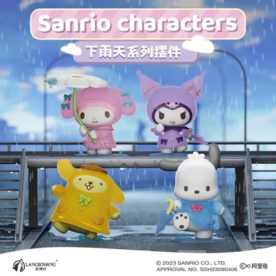 Original Sanrio Rainy Day Series Ornaments Kuromi Figure My Melody Cartoon Cute Collection Hobby