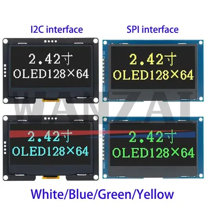 2.4" 2.42 inch 128x64 OLED LCD Display Module SSD1309 12864 7 Pin SPI/IIC I2C Serial Interface for