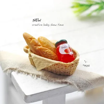 1Pc 1:12 Food Toy Jam Toast Basket Accessories DollsHouse Miniature