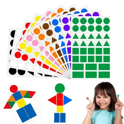 360-1080pcs Colored Triangles Rectangular Dot Stickers for Kids Student DIY Jigsaw Puzzle Geometry