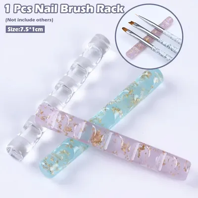 1 Pcs 5 Grids Acrylic Clear Nail Brush Rack Shelf Painting Pen Rest Holder Stand Colorful UV Gel