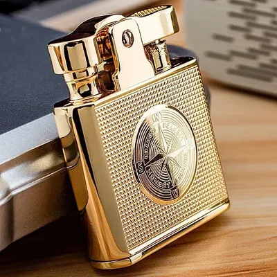 Creative Relief Compass Grinding Wheel Lighter, Retro Nostalgic Kowtow Machine, One-click Press Ignition, Men's Gadgets