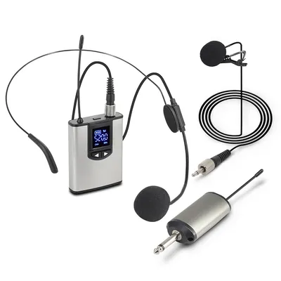 UHF Wireless Microphone Lavalier Microphone With Bodypack Transmitter Instructional Lecture Interview Vlog Live Recording