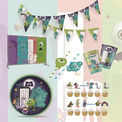 Cartoon Monsters In Birthday Party Decoration Supplies Disposable Tableware Happy Birthday Plate