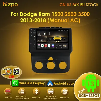 Hizpo 9inch Android Car Radio For Dodge Ram 1500 2500 3500 (2013-2018) Manual AC Stereo Head Unit Navigation Carplay Touchscreen