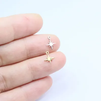 10pcs Stainless Steel Shiny Mini Star Charms Pendant DIY Handcraft Waterproof Women's Fashion Jewelry Accessory