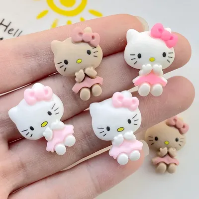 10 Pcs New Cute Cartoon Animal Kitten Resin Cabochon Scrapbooking DIY Jewelry Hairpin Craft Decoration Accessories A35