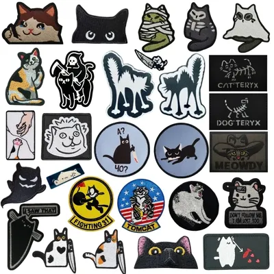 Cartoon Encouraging Cat Embroidered Armband Morale Badge Tearful Thumbs Up Decorative DIY Hook&Loop