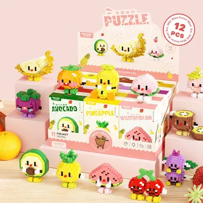 Creative Building Blocks For Children, Puzzle Assembly Watermelon Durian, Avocado, Desktop, Cartoon