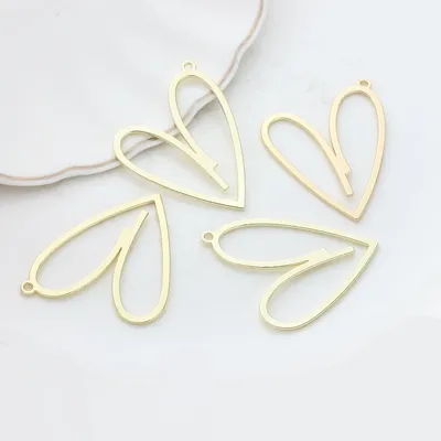 35mm 6pcs/lot Zinc Alloy Matte Flat Hollow Heart Charms Pendant For DIY Jewelry Making Finding Accessories