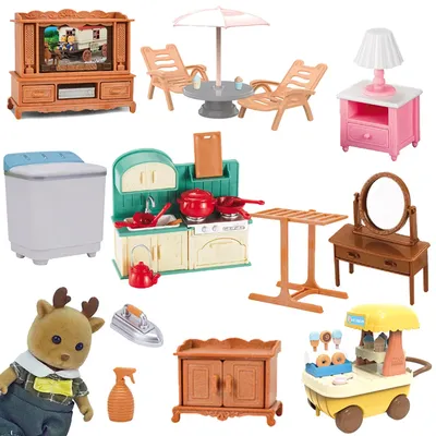 Forest Family Doll 1:12 Dollhouse Kitchen Accessories Mini Model Reindeer Animal Miniature Furniture