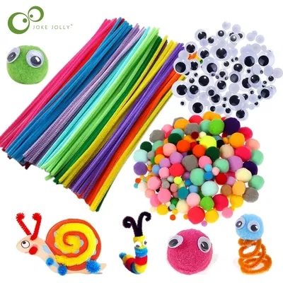 Plush Stick / Pompoms Rainbow Colors Shilly-Stick Educational DIY Toys Handmade Art Craft Creativity