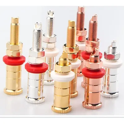 Hifi Gold/Silver Plated Socket Professional Brass Binding Post AMP Audio Speaker Cable Banana Plug