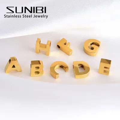 Stainless Steel Initial Heart Charm for Jewelry Silver Plated Letter Name Pendant for Women