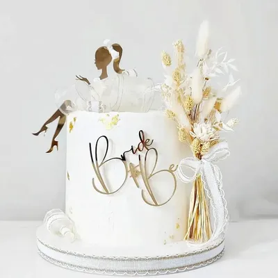2-piece Set Design Bride To Be Party Cake Topper Gold Acrylic Girl Bachelor Party Gift Cake Toppers