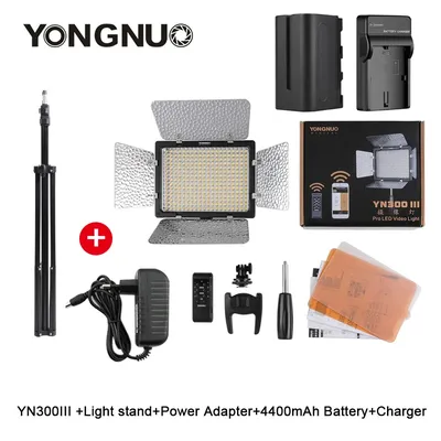 YongNuo YN300 III YN300III 3200k-5500K CRI95 Camera Photo LED Video Light Optional with AC Power